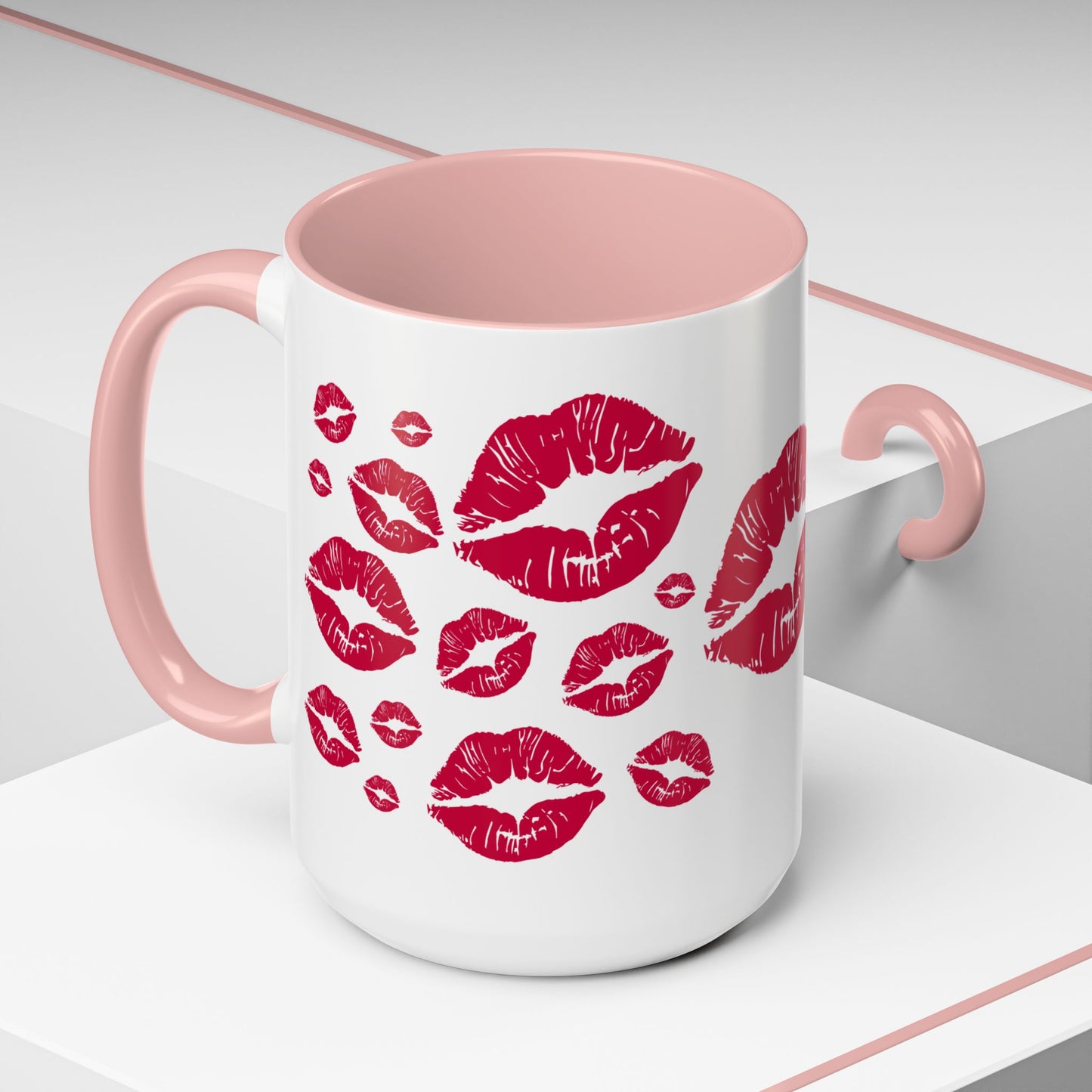 Kiss Mark Accent Coffee Mug - Romantic Gift, Valentine's Day Mug, Cute Coffee Cup, Fun Kitchen Decor, Stylish Drinkware