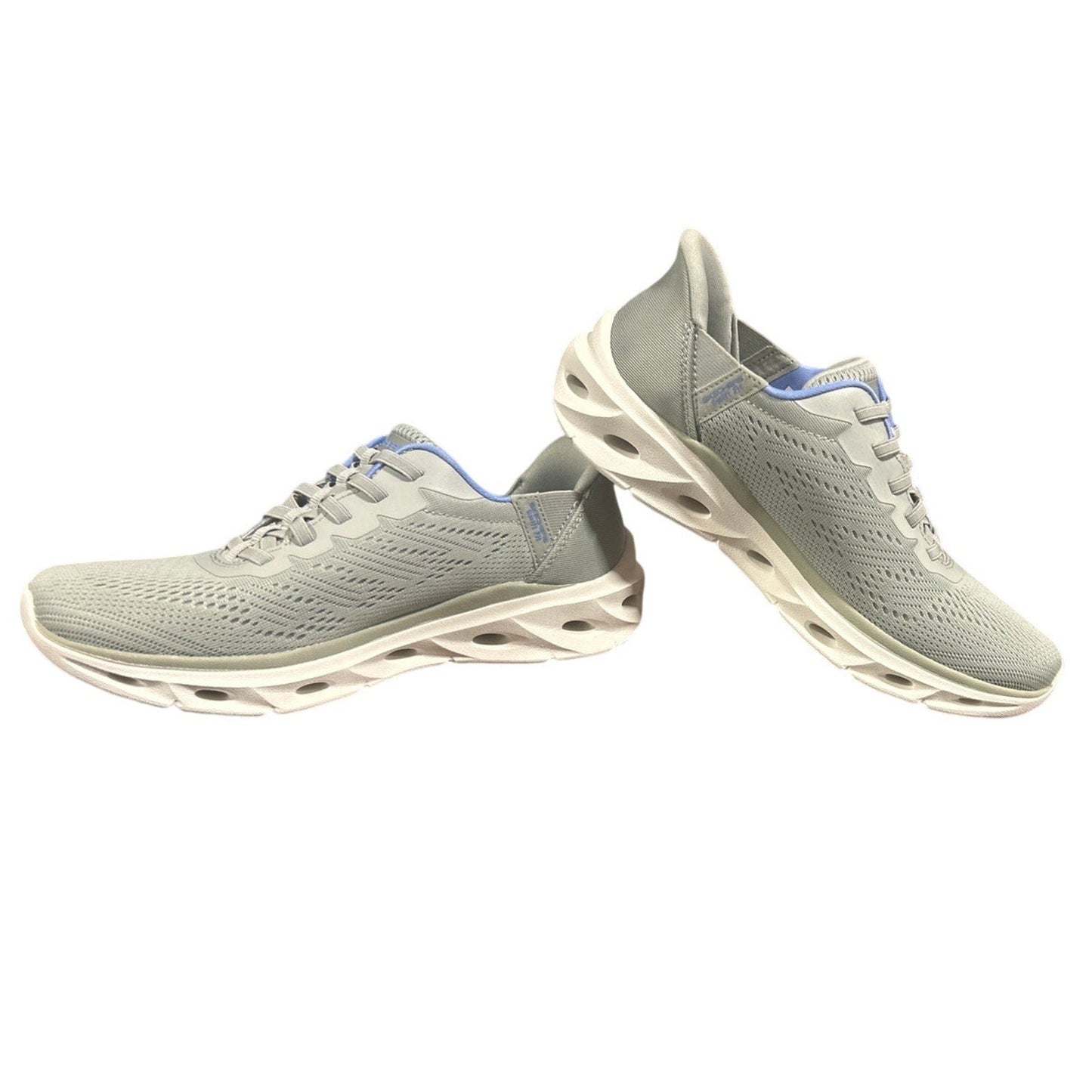 New In Box Skechers Womens Size 6 Gray Mesh Hands Free SwiftFit Slide In Shoes