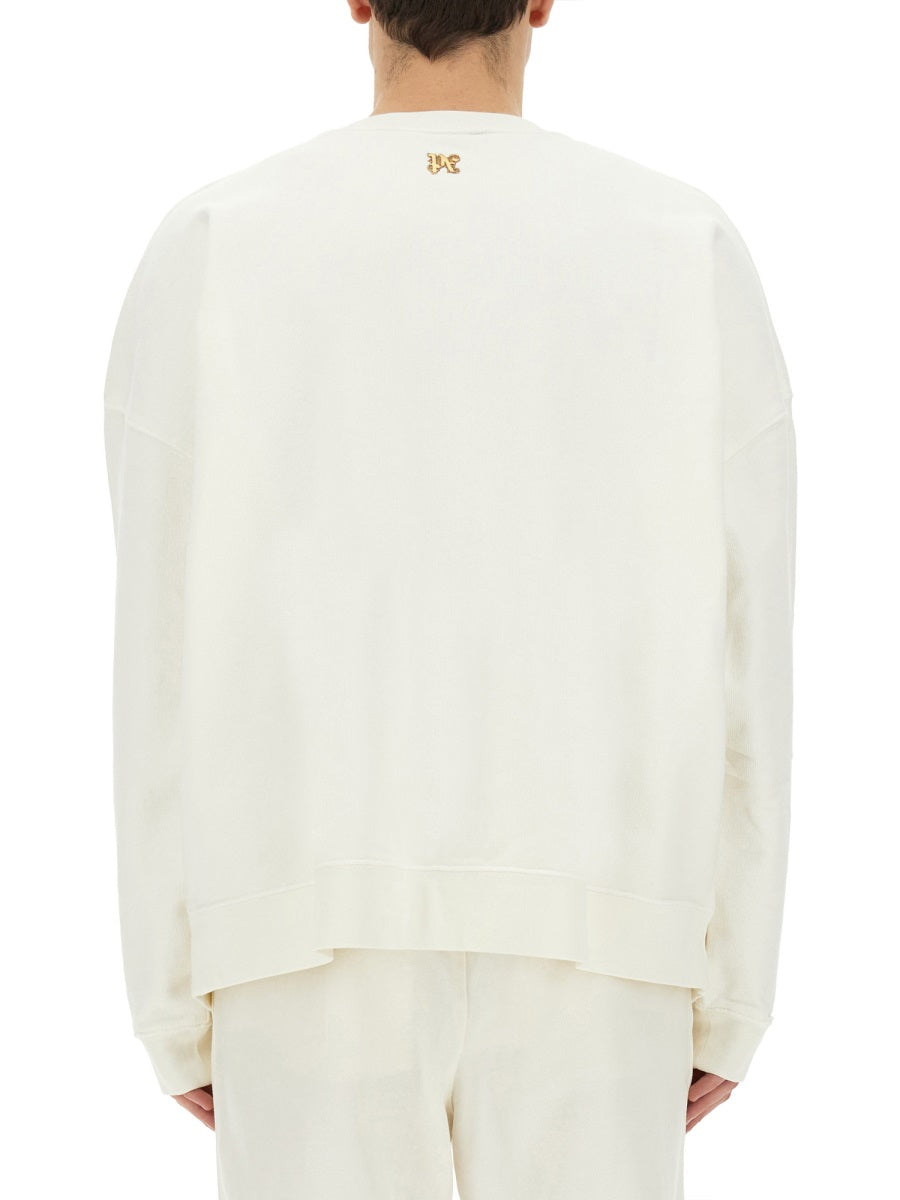 Palm Angels Men "Burning Monogram" Print Sweatshirt