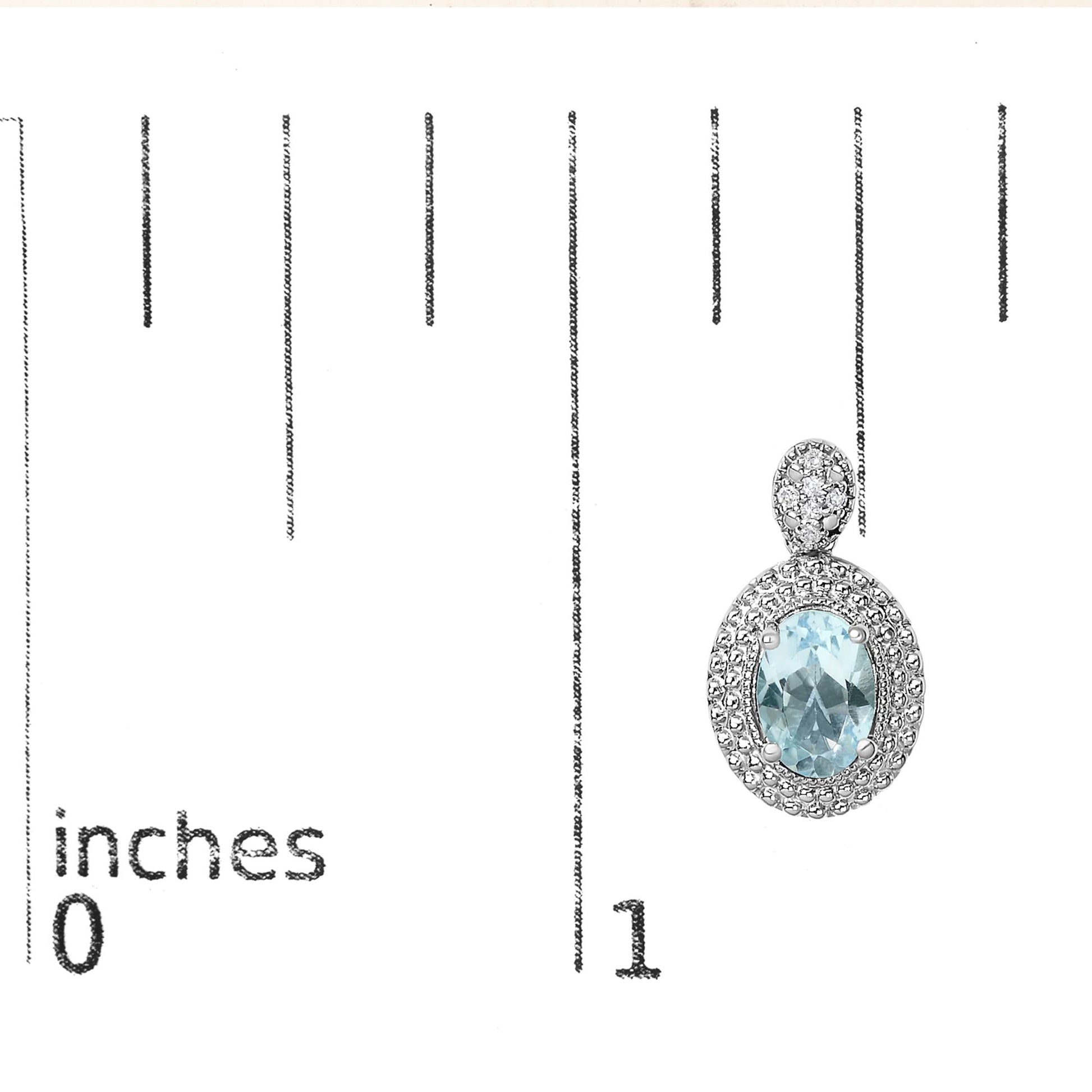 .925 Sterling Silver Diamond Accent and  Oval Blue Topaz with Beaded Halo Drop Stud Earrings (I-J color, I1-I2 Clarity)-4