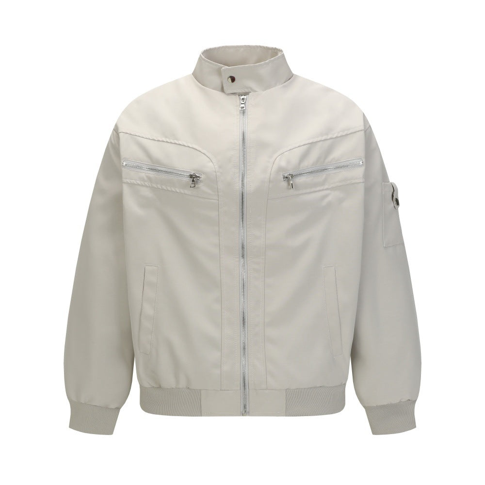 Thick cotton padded stand up collar cotton jacket