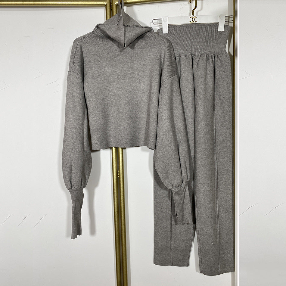 Solid Color Inner Wear 2-Piece Sweater + Pants Set
