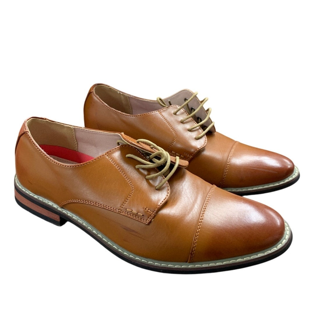 Bruno Mars Mens Size 11 Chestnut Brown Faux Leather Lace Up Oxford Formal Shoes