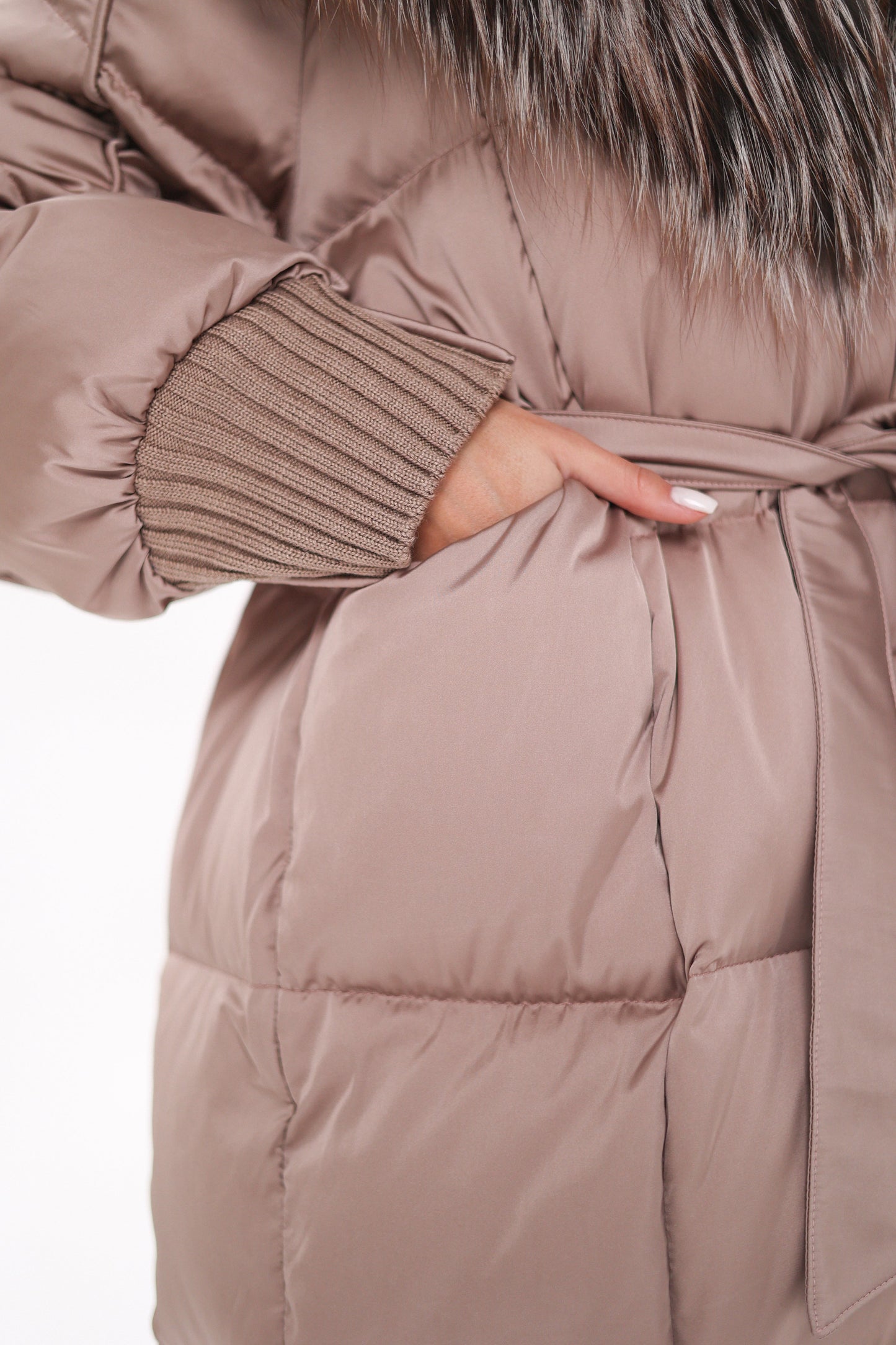 Rei Silver Fox Fully Lined Hood Down Coat in Blush