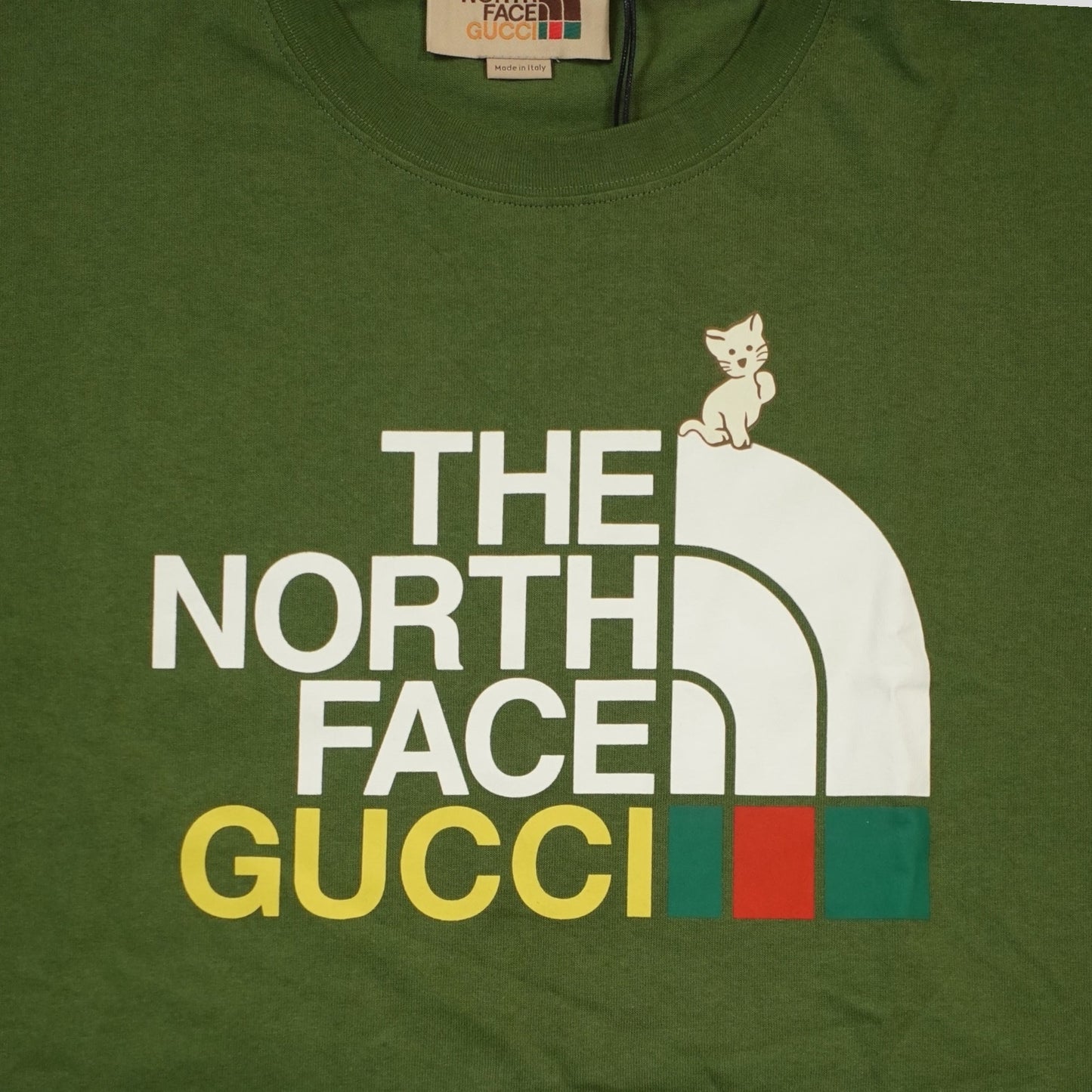 Gucci X The North Face Cat Print Tee in Green