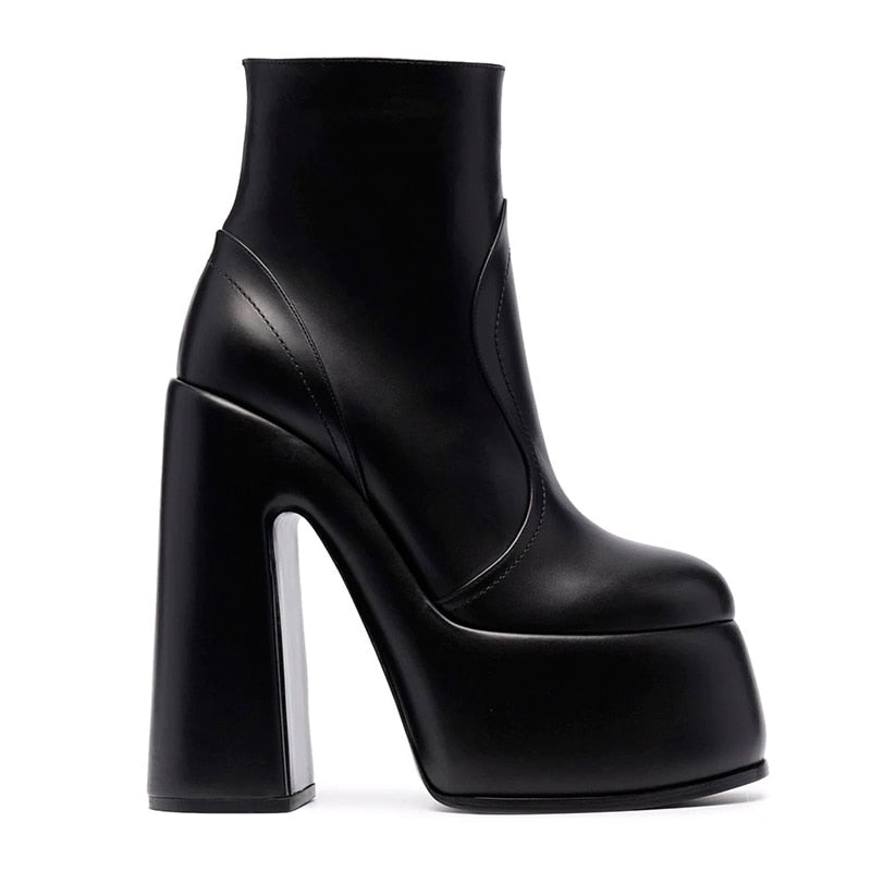 Women's Shoes New Fashion Autumn Winter Chunky High Heel Black Wine Red Buckle Dress Party Female Ankle Boots 35-43