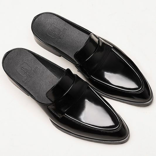 Men's Baotou Genuine Leather Half Slippers, Versatile Breathable, Men's Shoes