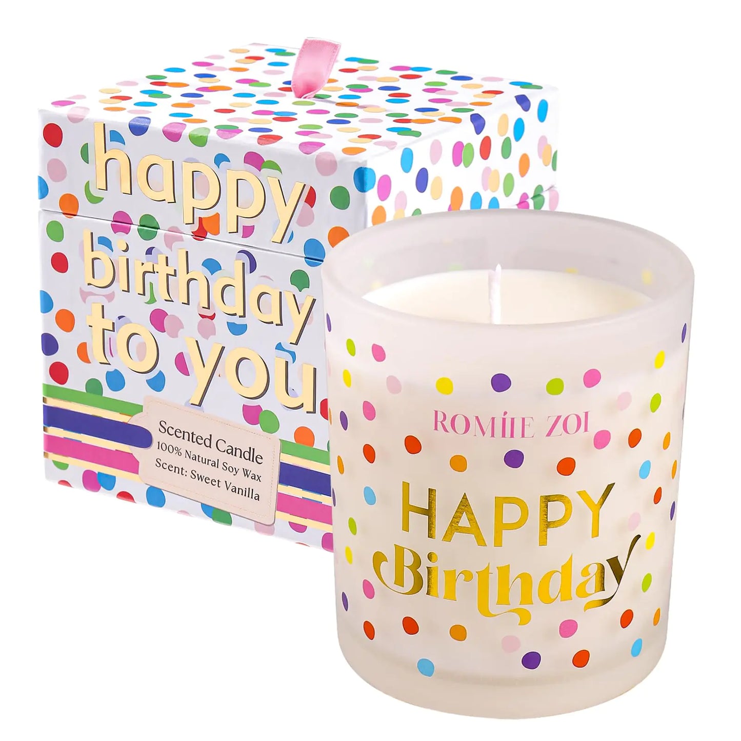 6oz Soy Wax Happy Birthday Candle - Vanilla