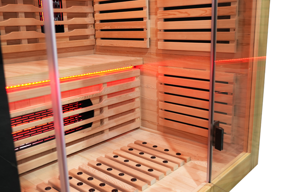 Blisspod | Venetian | Full Spectrum Indoor Premium Canadian Hemlock Ultra Low EMF Sauna | 11 Heaters | Chromotherapy & Reflexology | 3 Person