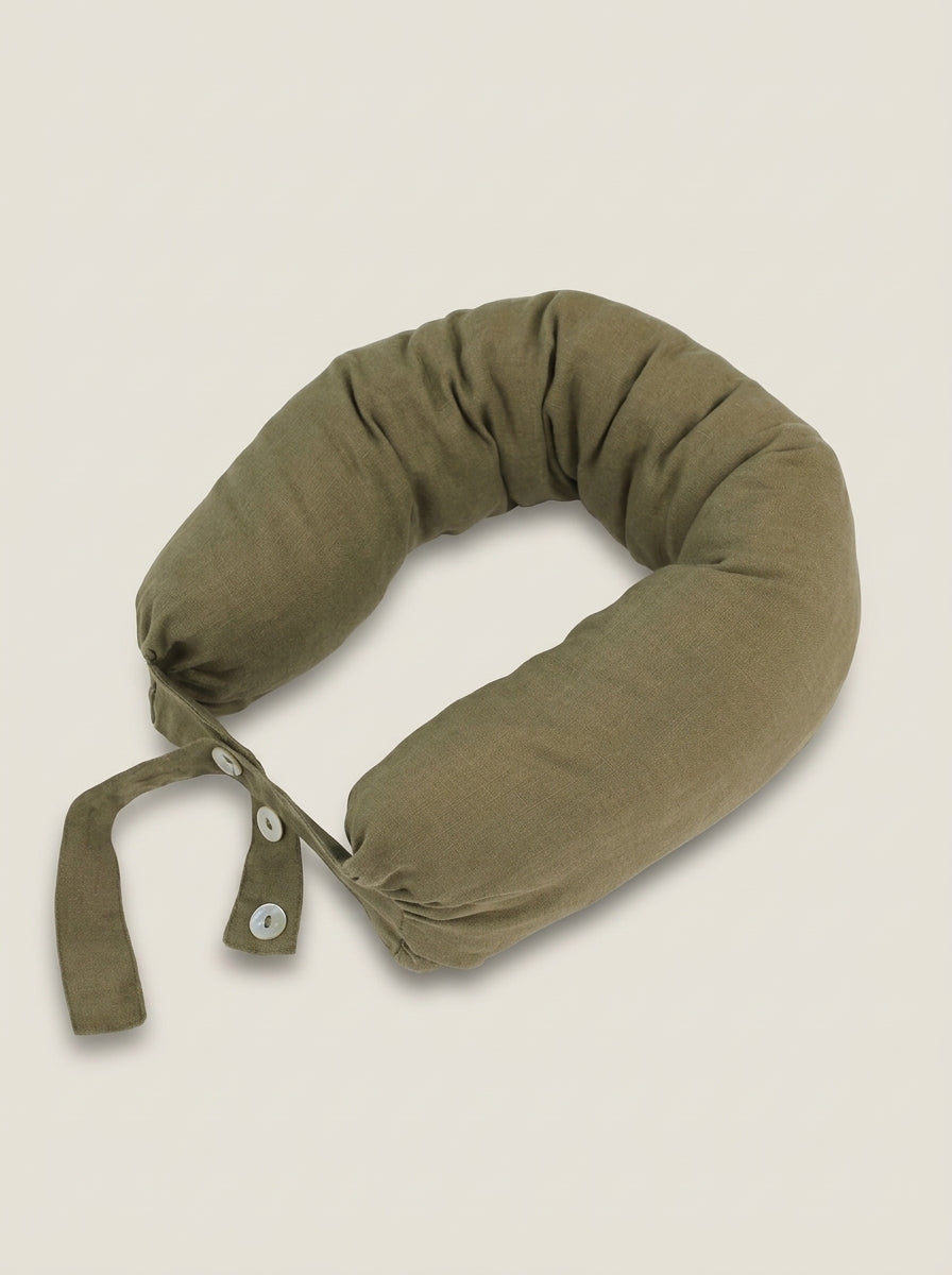 Linen Adjustable Neck Support Travel Pillow