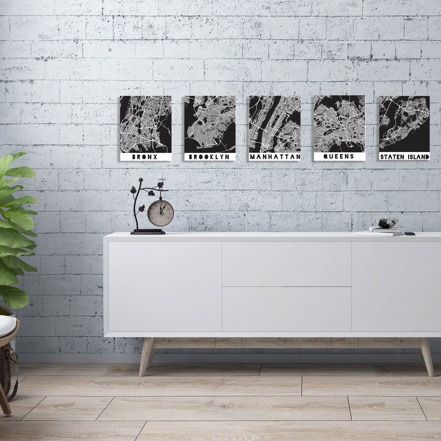 New York City Boroughs Wall Prints, Set of 6