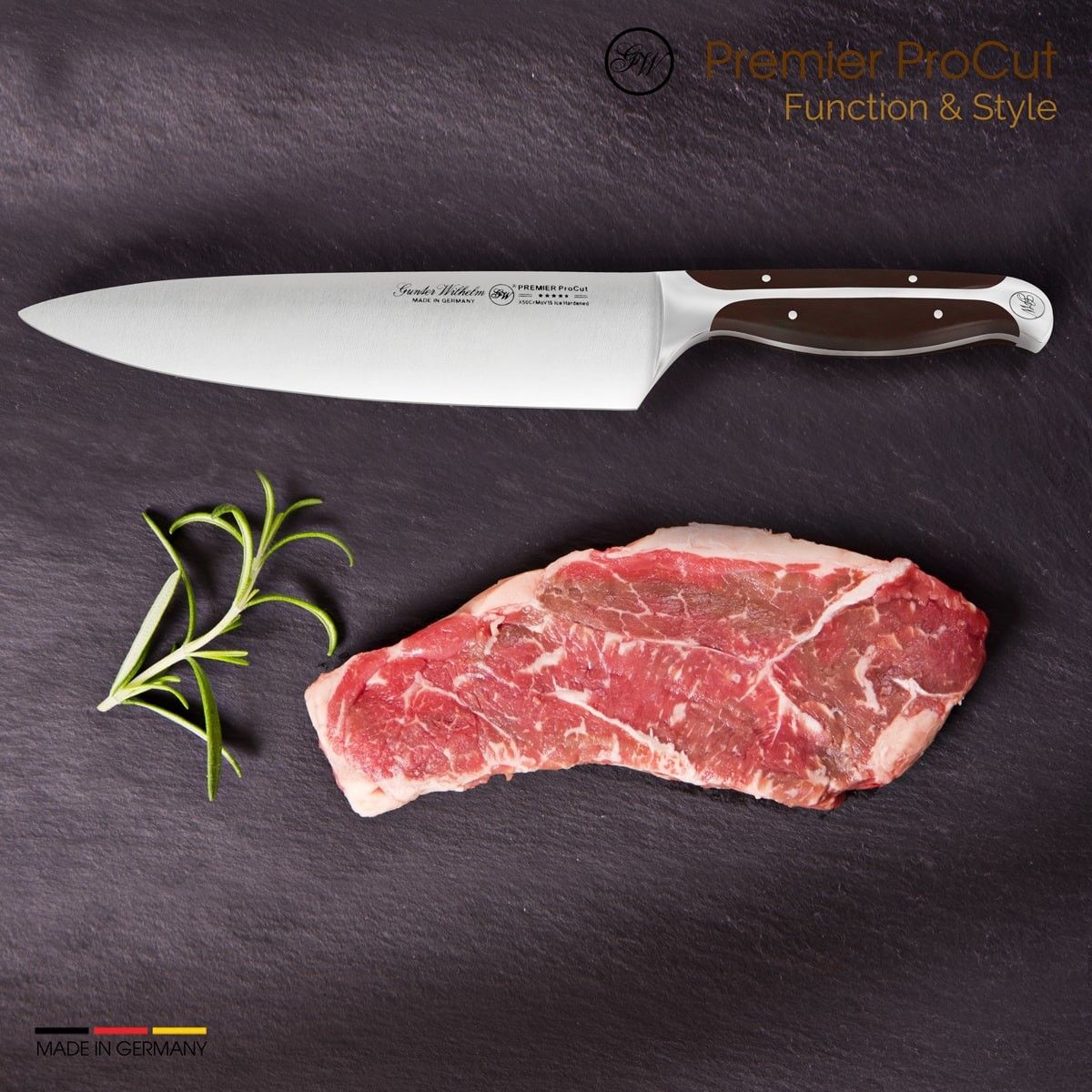 Gunter Wilhelm Premier Chef Knife, 8 Inch | Dark Brown ABS Handle SKU: 30-308-0108-0