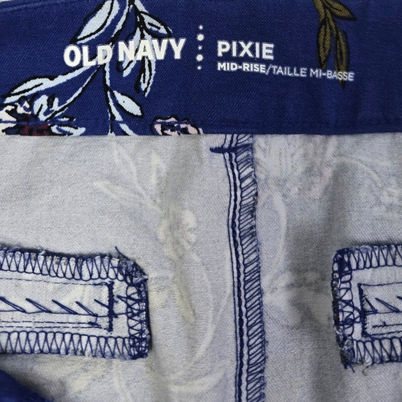 Old Navy Womens 8 Midrise Pixie Stretch Cotton Floral Latch & Eye Jeans