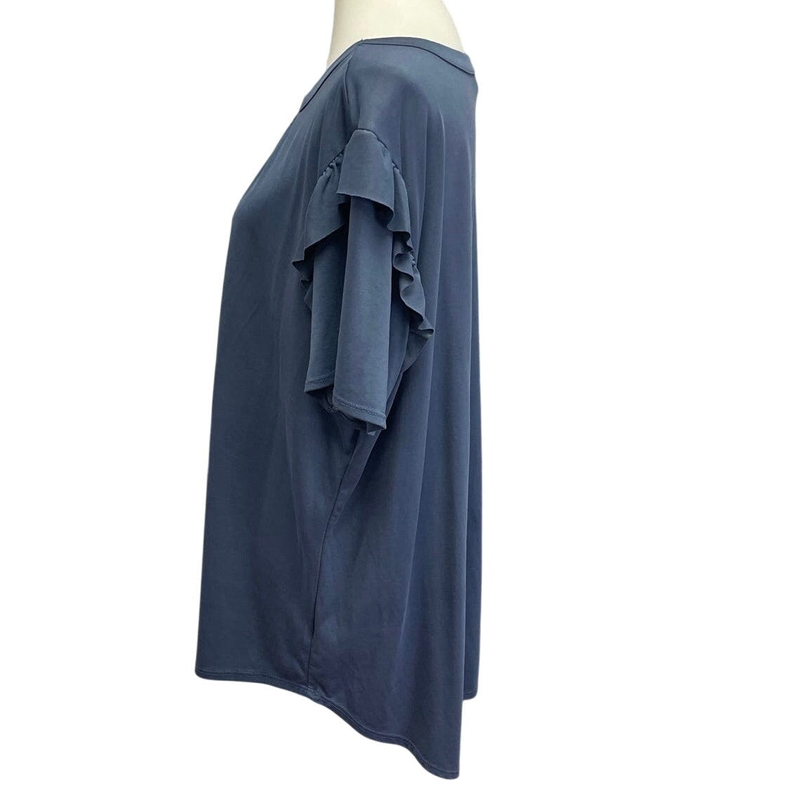 Terra & Sky Womens Plus Size 2X Short Ruffled Sleeve Flowy Keyhole Top Blouse