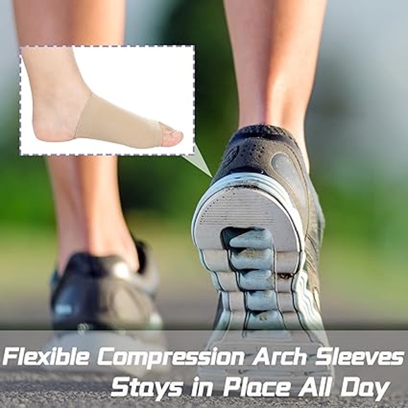 New 4 Piece Arch Sleeve Support Flat Foot Sock Support Cushioned Metatarsal Pads