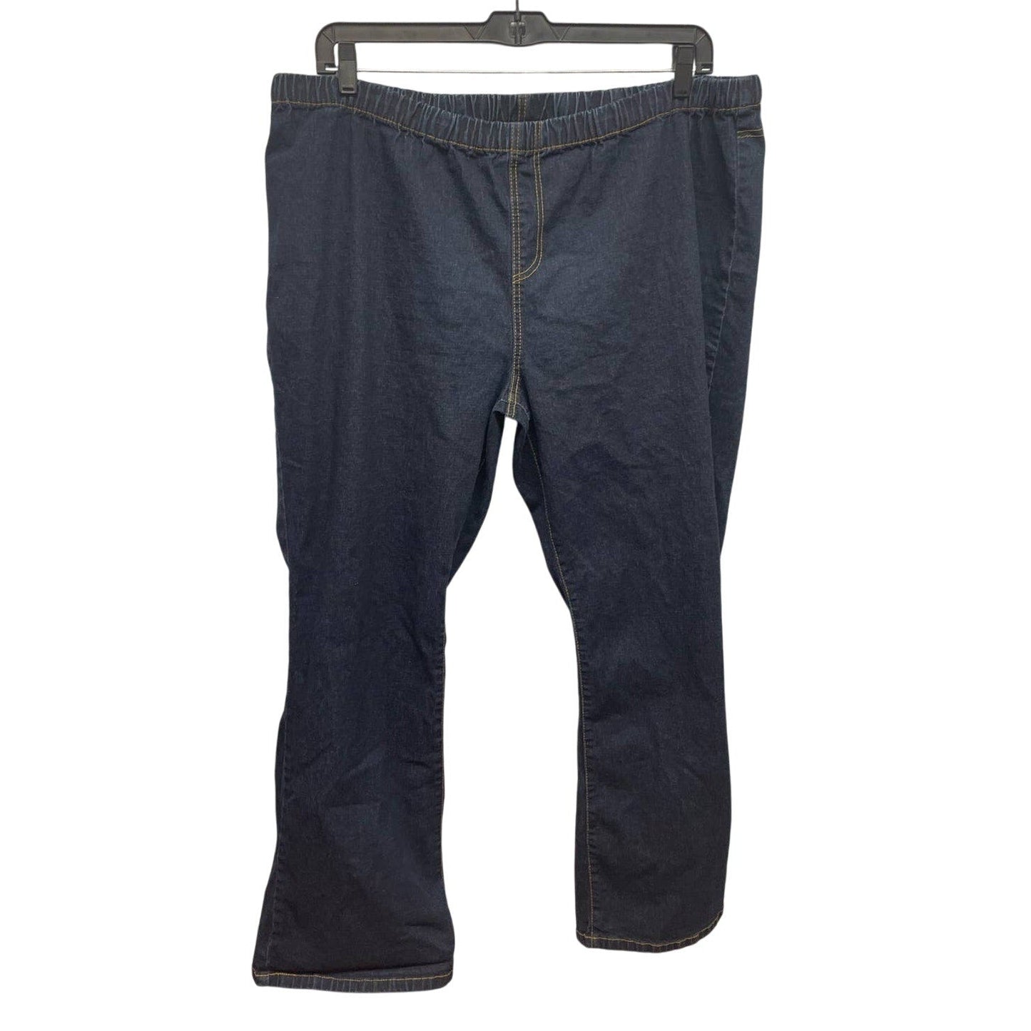 DG2 by Diane Gilman 3X Black Ramie Cotton Blend Stretchy Elastic Waist Jeans