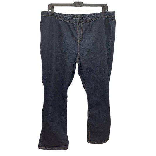 DG2 by Diane Gilman 3X Black Ramie Cotton Blend Stretchy Elastic Waist Jeans
