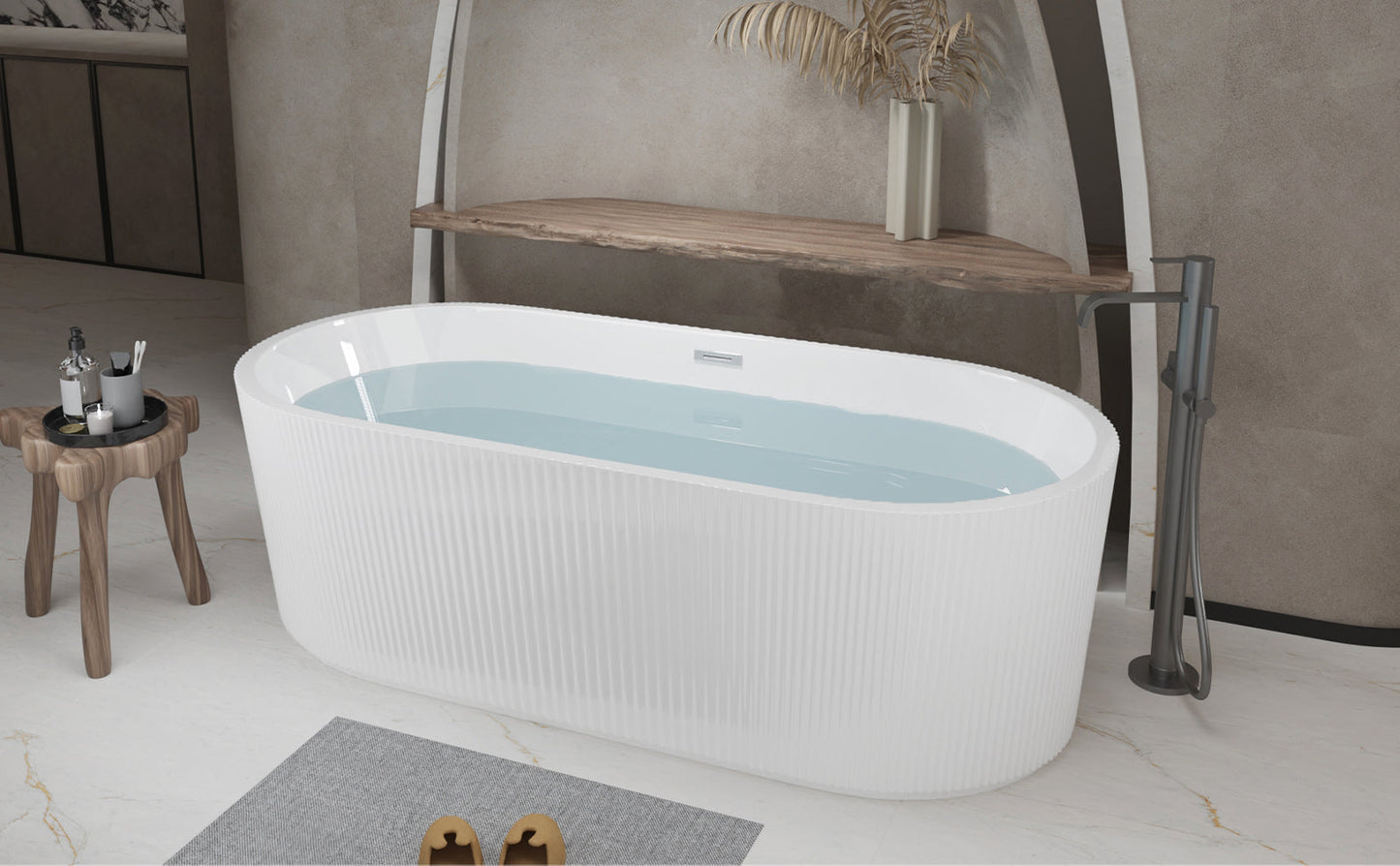 67" Linear Acrylic Freestanding Bathtub