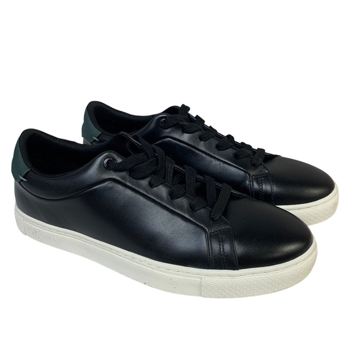 Ted Baker Mens Size 11 Black Leather Sneakers Lace Up Low Top Round Toe Shoes