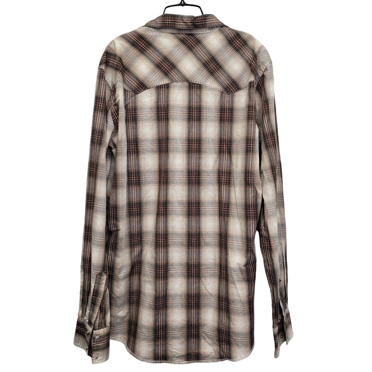 Wrangler Mens Large PolyCotton Long Sleeve Plaid Pearl Snap Up Western Shirt