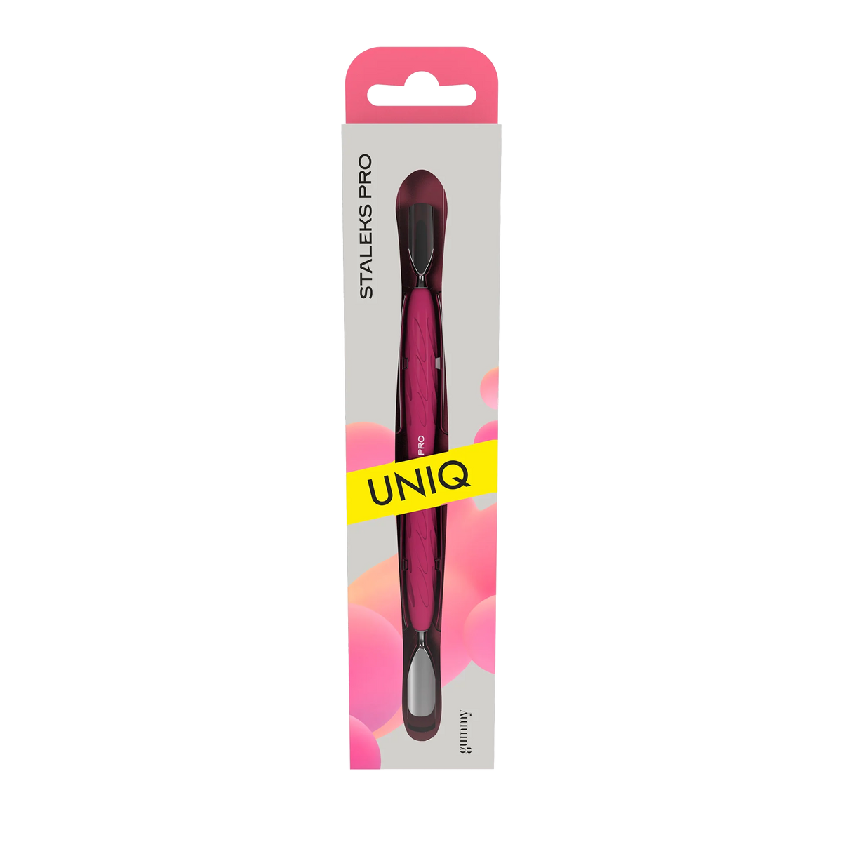 Manicure Pusher With Silicone Handle "Gummy" UNIQ 10 TYPE 1 (Wide Rounded Pusher + Narrow Rounded Pusher) PQ-10/1- STALEKS