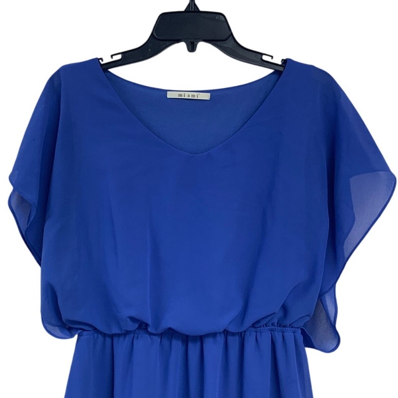 Mi Ami Womens Medium 100% Polyester Embroidered Pattern Lined Blouson Dress