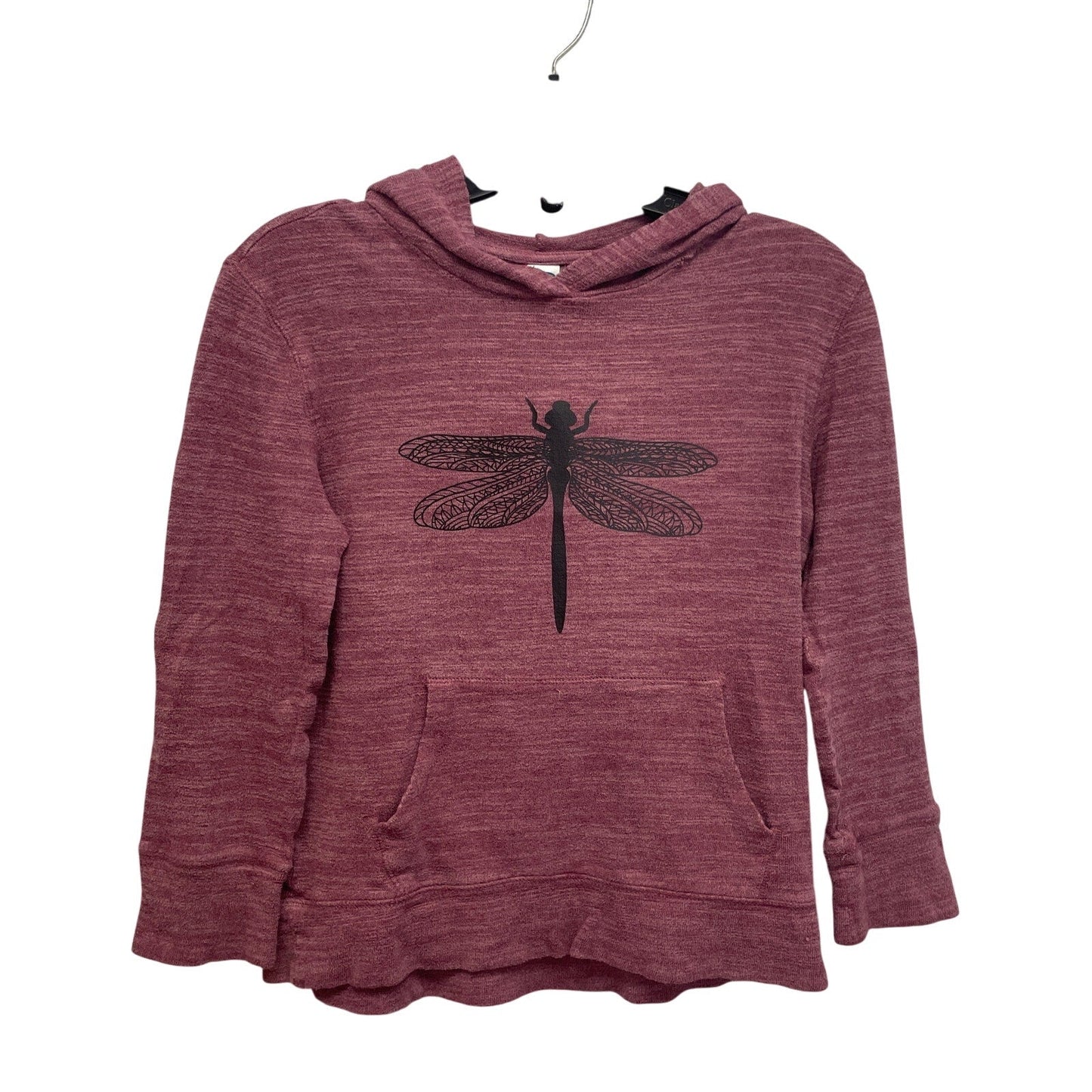 Upcycled Hand Printed Kids Medium Dragonfly Lightweight Sweatshirt Hoodie