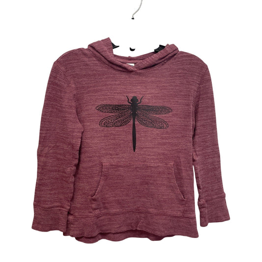 Upcycled Hand Printed Kids Medium Dragonfly Lightweight Sweatshirt Hoodie