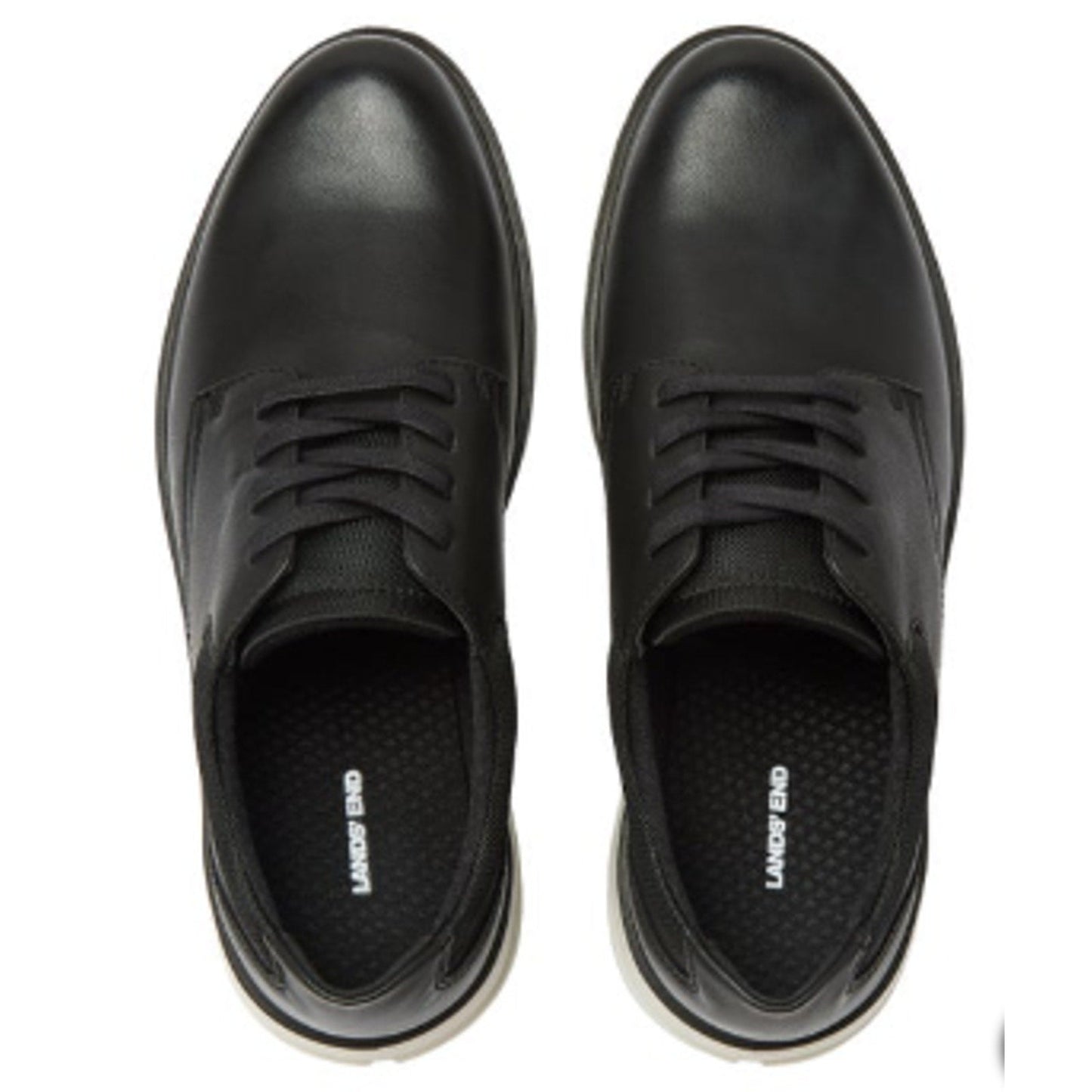 Lands' End Mens Size 11 Black Faux Leather Lace Up Sport Oxford Casual Shoes