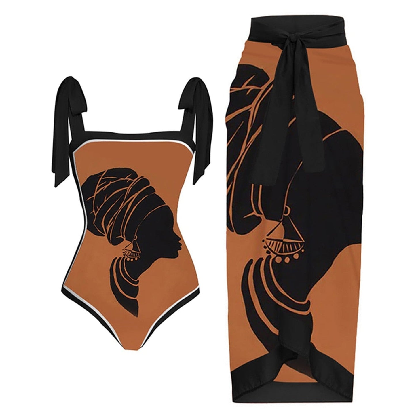 Womens Printed One-Piece Swimsuit Set