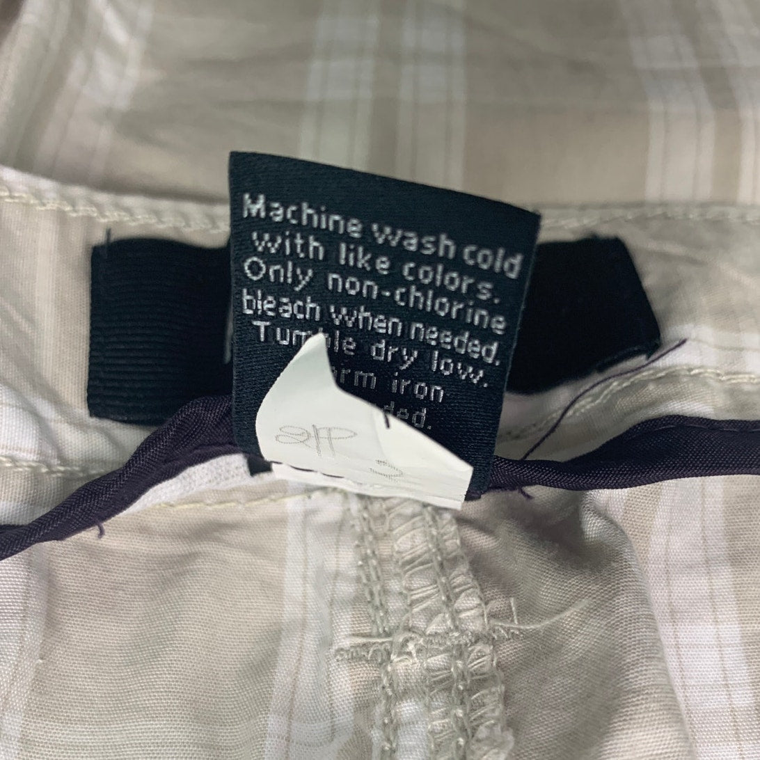 Apt 9 Mens Size 42 100% Cotton Beige Brown Plaid Multi Pocket Bermuda Shorts