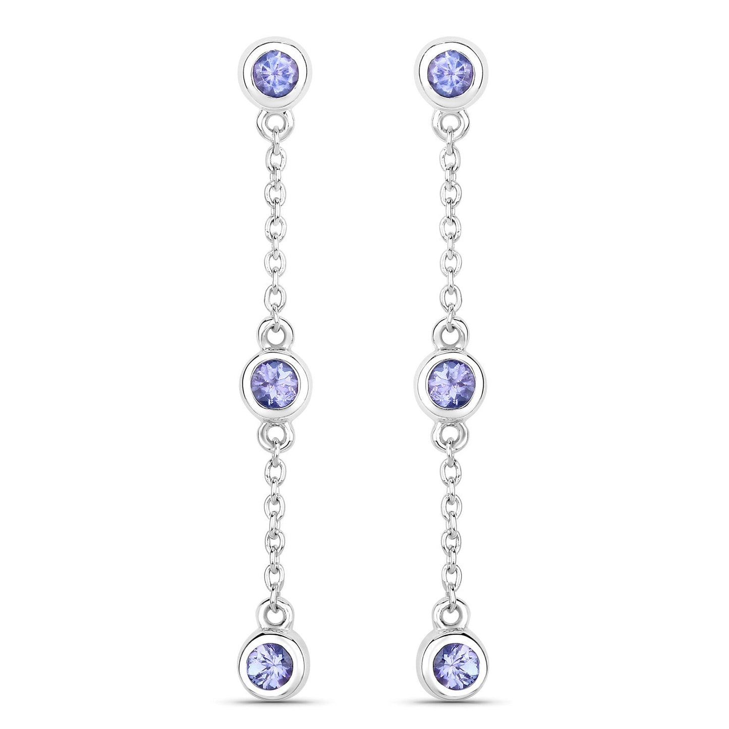 0.60 Carat Genuine Tanzanite .925 Sterling Silver Earrings