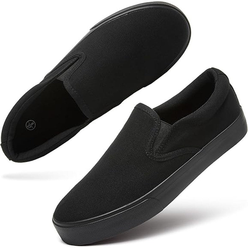 Womens Size 9 Black Sneakers Slip On Round Toe Low Top Canvas Shoes