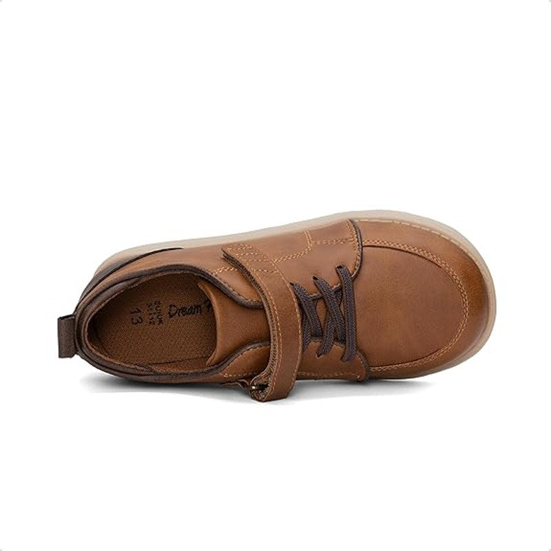 Dream Pairs Little Boys 13 Brown Sneaker Hook Loop Closure Round Toe Dress Shoes
