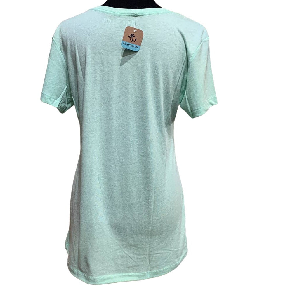 New Hand Printed Large Pink Green Succulent Cactus Cotton Blend Short Sleeve Tee