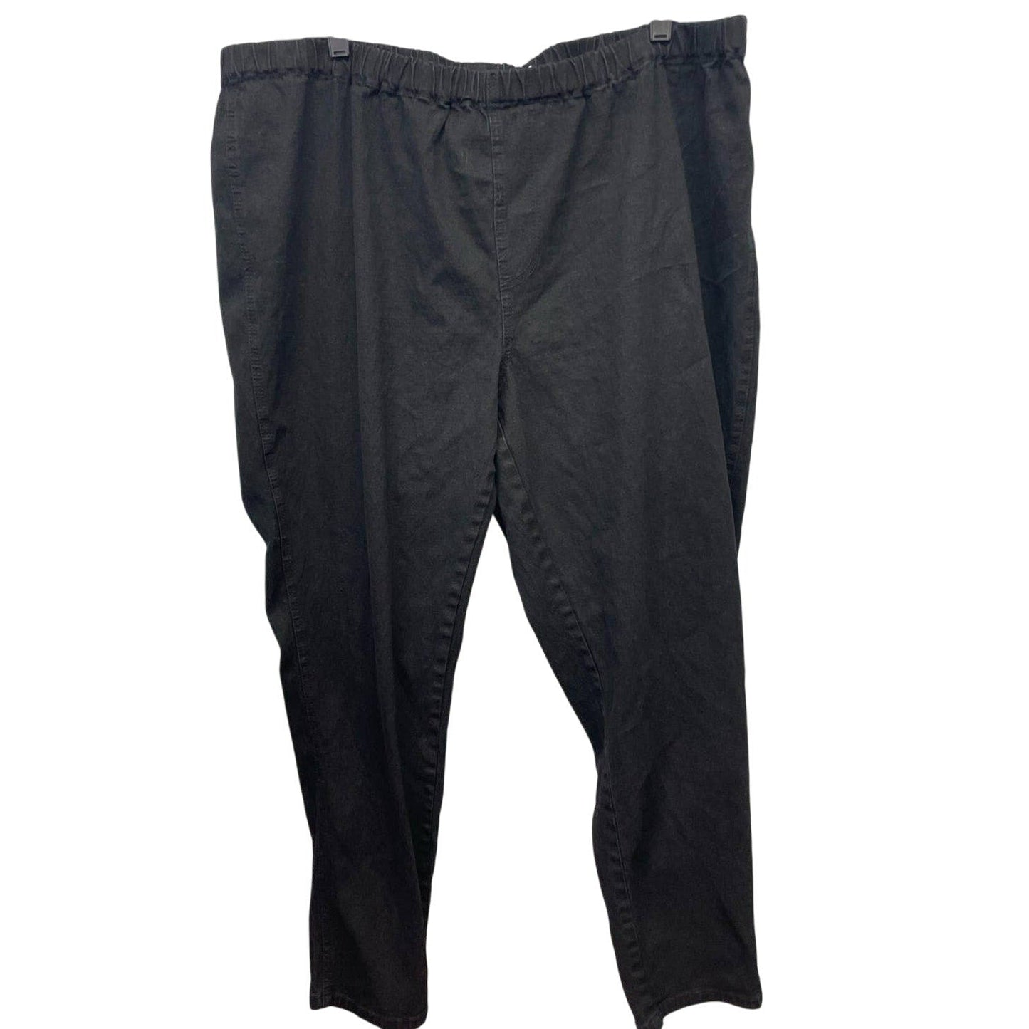 DG2 by Diane Gilman 3X Black Ramie Cotton Blend Stretchy Elastic Waist Pants