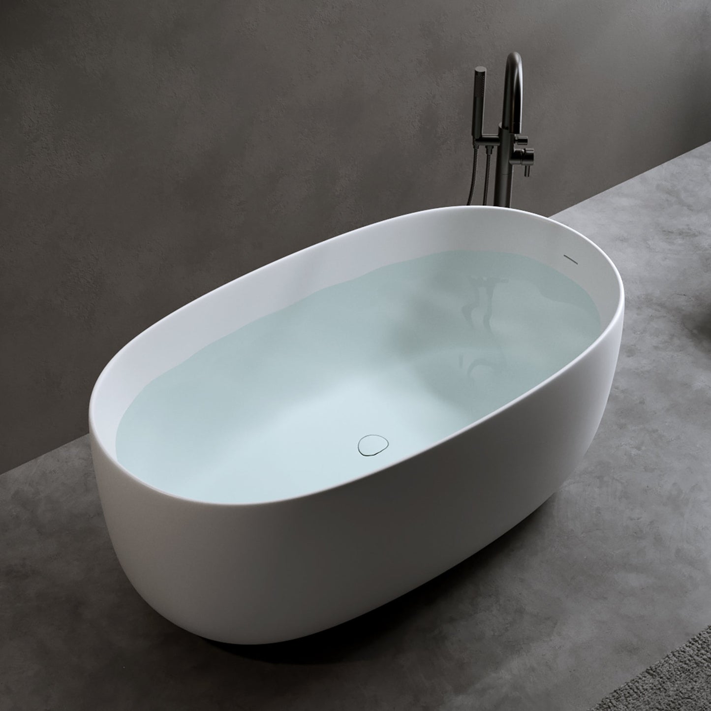 LILYA 47'' Independent Solid Surface Resin Stone Bathtub
