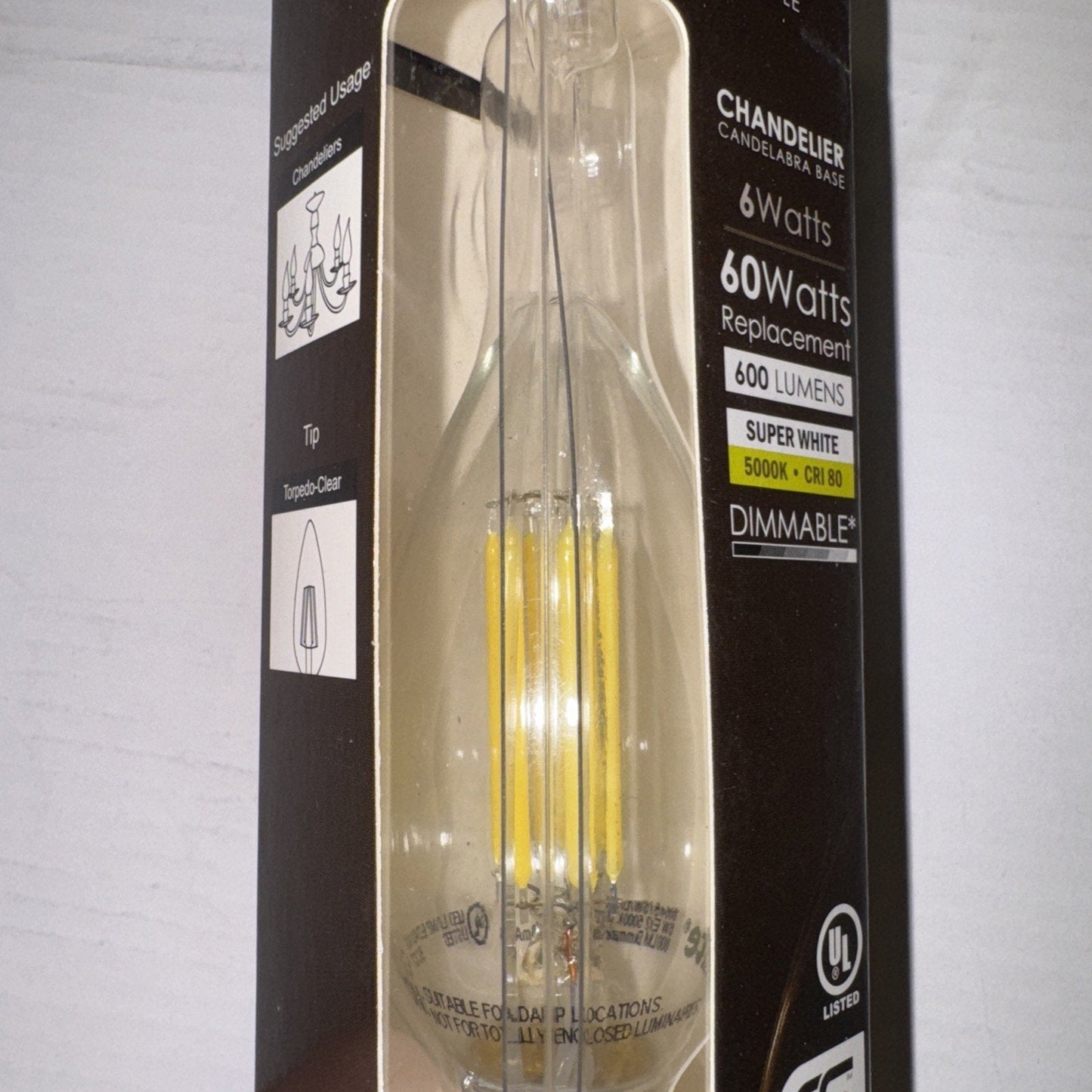 Sunlite Chandelier 6 Watt Item Num.80645 Antique Style 600 Lumens Bulb