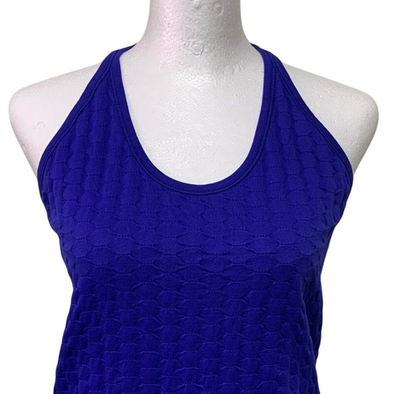 Athleta Womens Large Royal Blue Sleeveless Racer Back Textured Athletic Tank Top