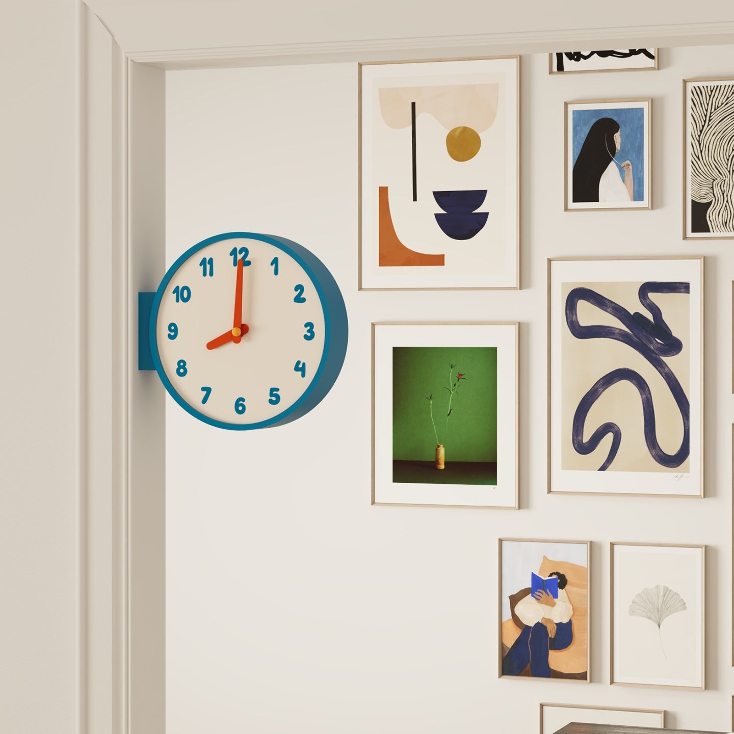 Blue Corner View Clock-1