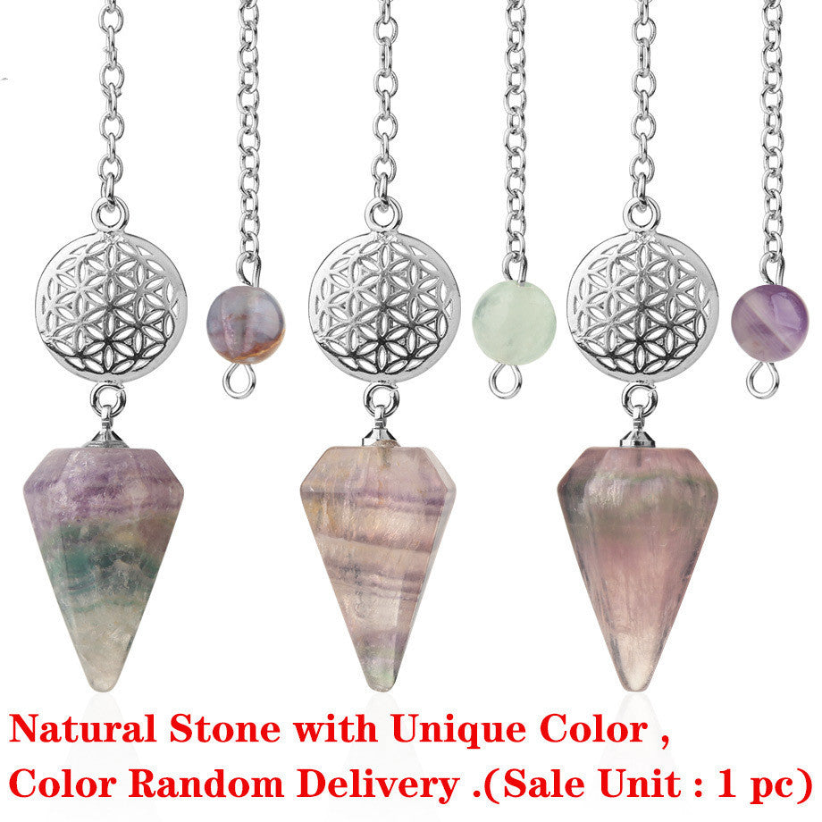 Semi-precious Stone Pendant Healing Crystal Point Pendulum Wicca Meditation Chakra