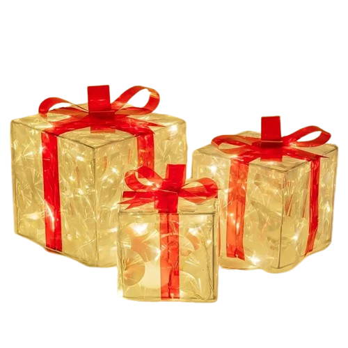 Sparkling Trio: Festive LED Christmas Gift Boxes Set-0