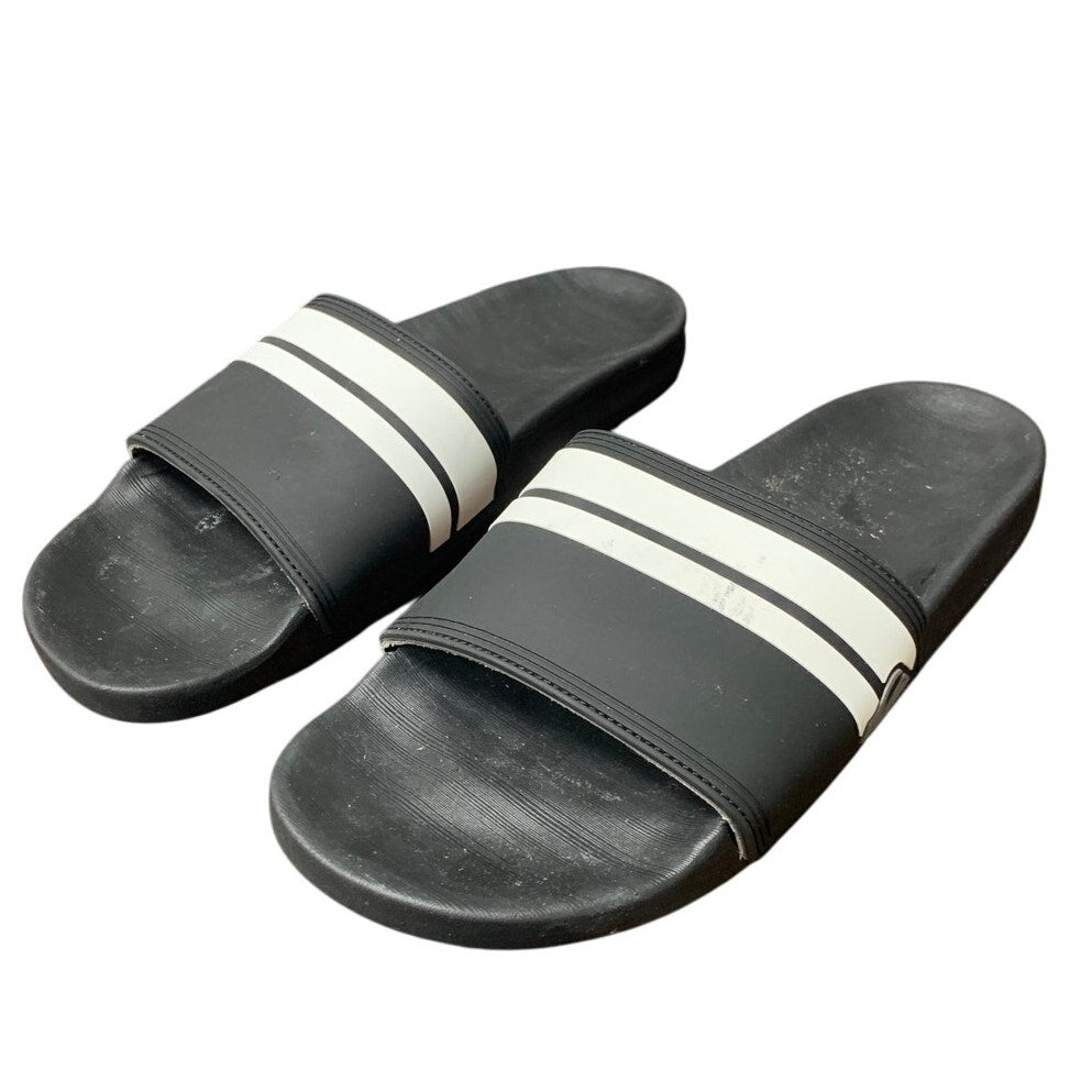 Quiksilver Mens Size 13 Black Striped Slides Slip On Sandal Open Round Toe Shoes
