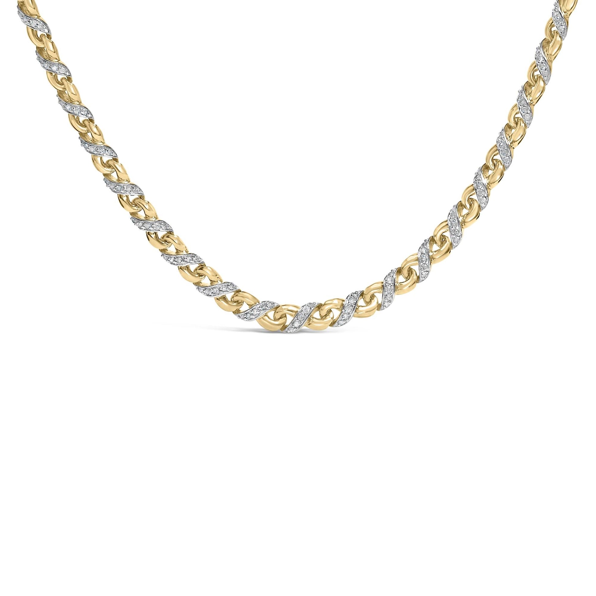 10K Yellow Gold 1 cttw Diamond Riviera Statement Pendant Necklace (J-K, I2-I3)-0