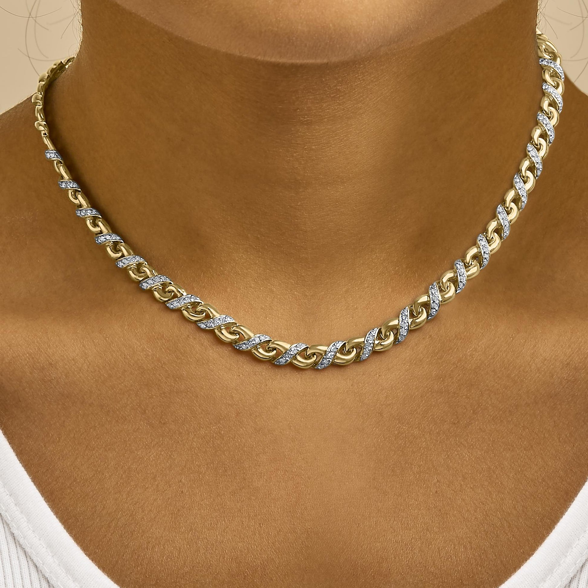 10K Yellow Gold 1 cttw Diamond Riviera Statement Pendant Necklace (J-K, I2-I3)-2