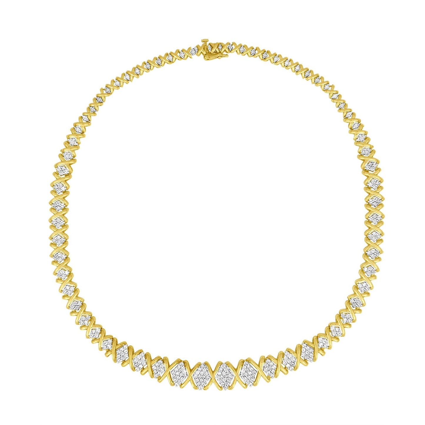 10K Yellow Gold 4 cttw Brilliant Round-Cut Diamond Graduating Riviera Statement Necklace (H-I Color, I2-I3 Clarity)-0