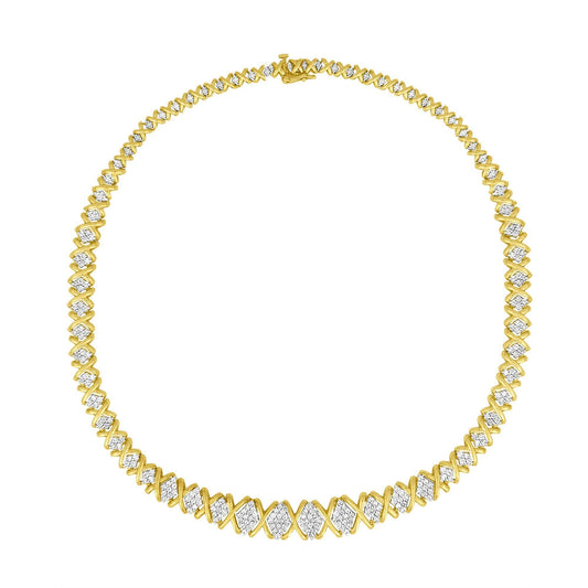 10K Yellow Gold 4 cttw Brilliant Round-Cut Diamond Graduating Riviera Statement Necklace (H-I Color, I2-I3 Clarity)-0