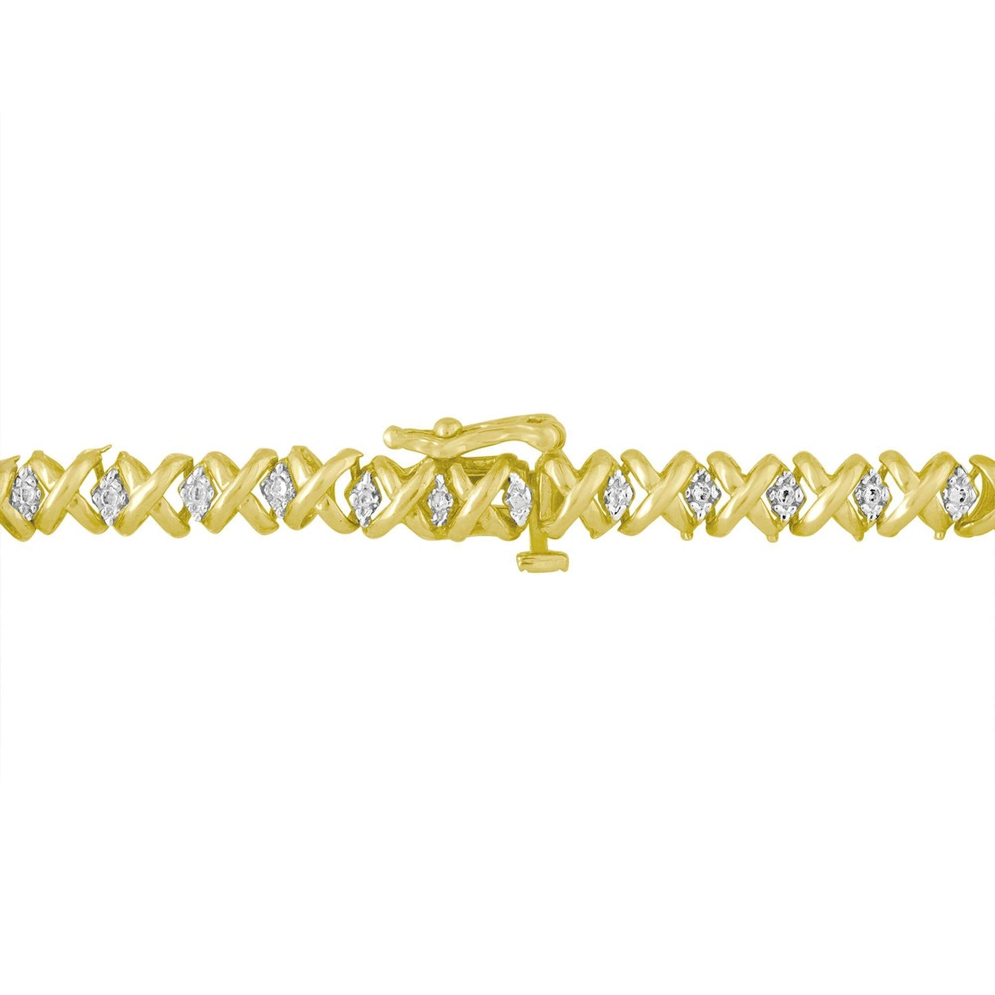 10K Yellow Gold 4 cttw Brilliant Round-Cut Diamond Graduating Riviera Statement Necklace (H-I Color, I2-I3 Clarity)-4