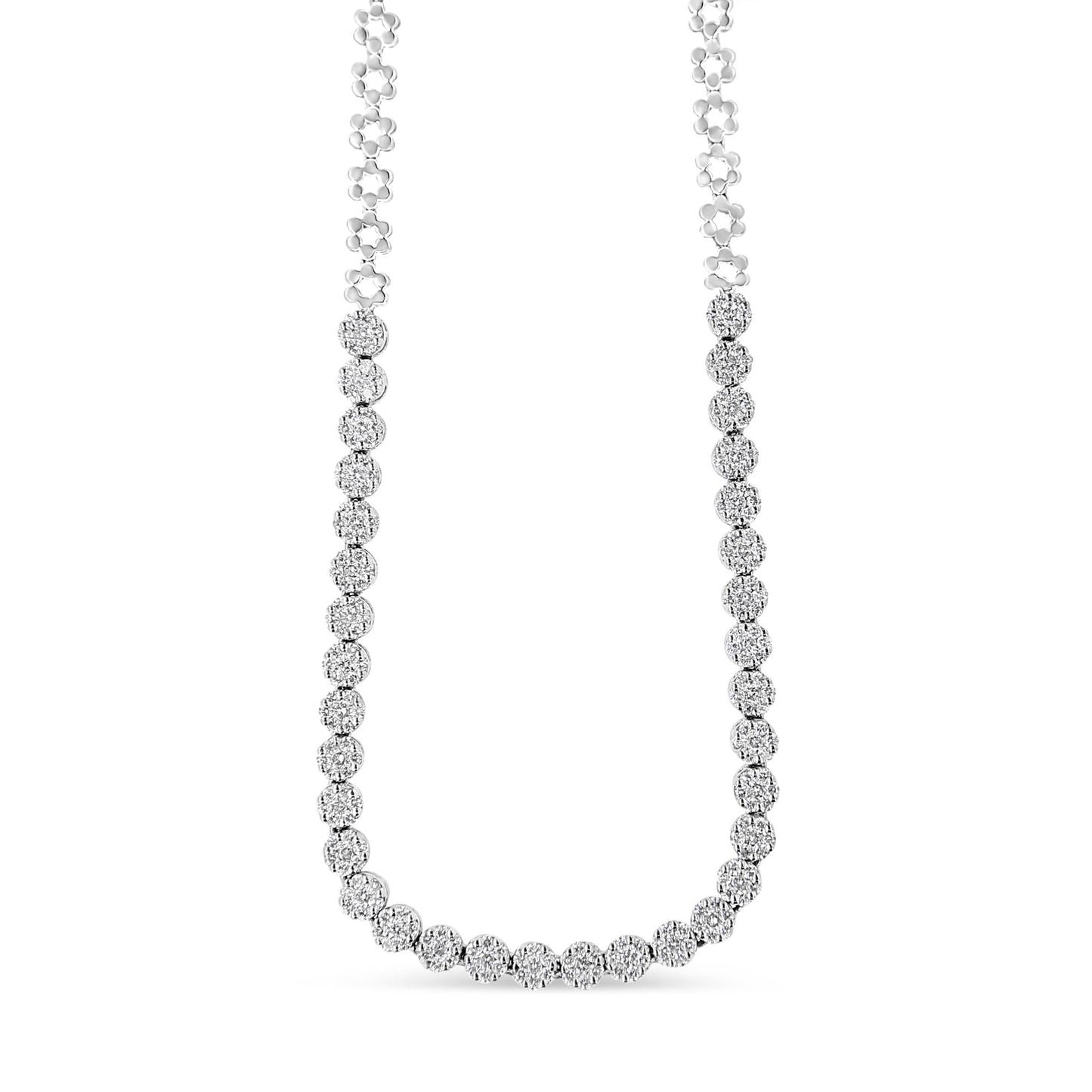 IGI Certified 14K Gold 8.0 Cttw Pave Set Round-Cut Diamond Cluster Graduating Riviera Statement Necklace (H-I Color, I1 Clarity)-1