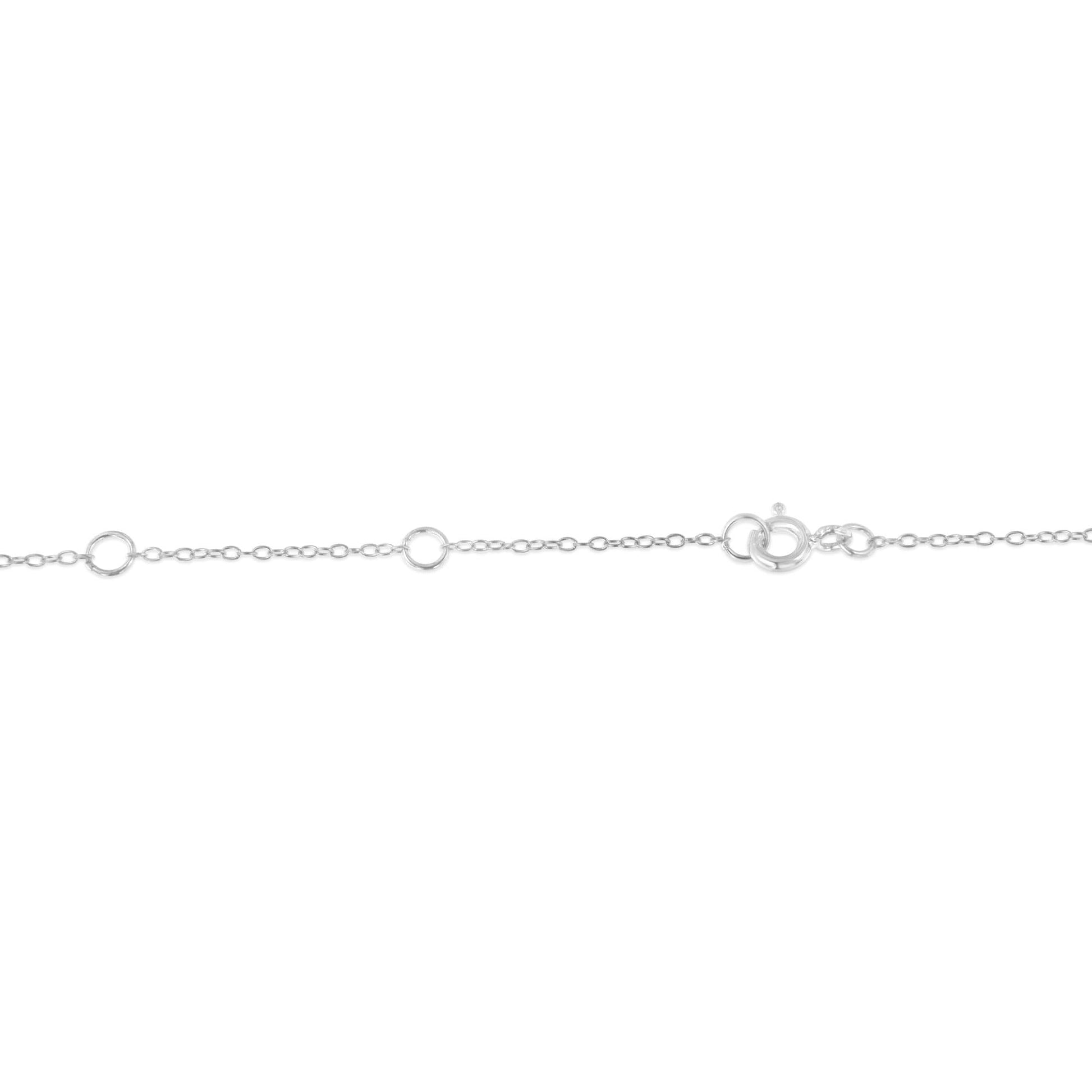 Sterling Silver Treated Blue Color Diamond Station Necklace (1/2 cttw, Blue Color, I2-I3 Clarity)-3